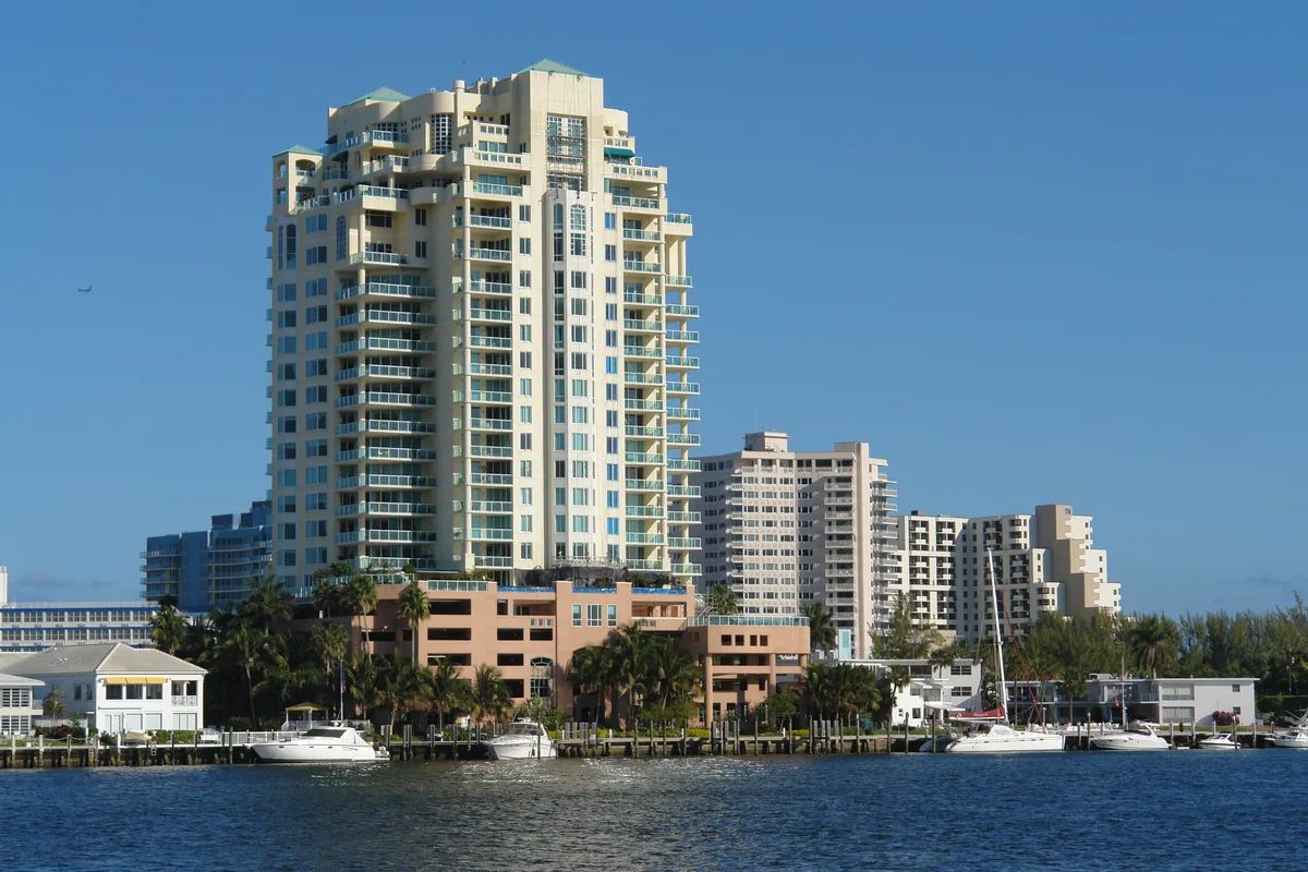 Condo towers along the Intracoastal Waterway in Fort Lauderdale, Florida