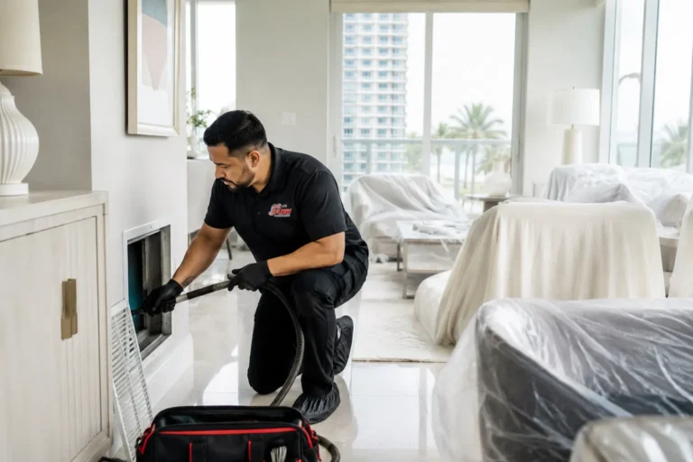 Duct cleaning in a seasonal South Florida condo being reopened